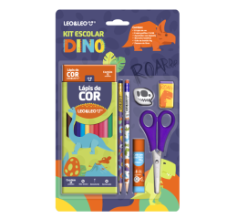 KIT ESCOLAR LAPIS DE COR+6P&Ccedil;S DINO 71617